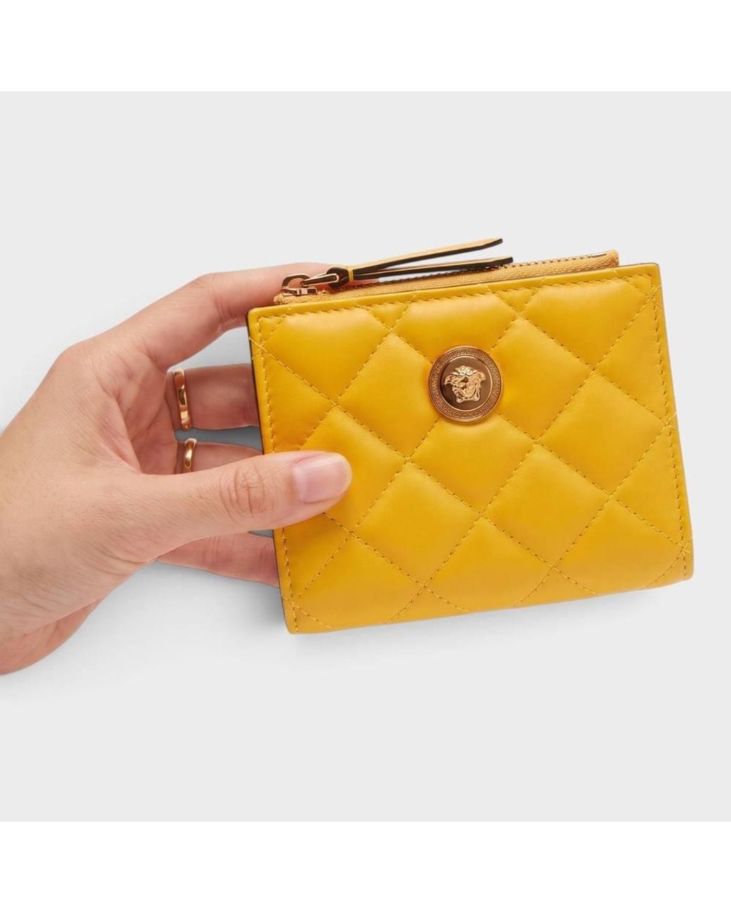 Versace Yellow Medusa Quilted Wallet