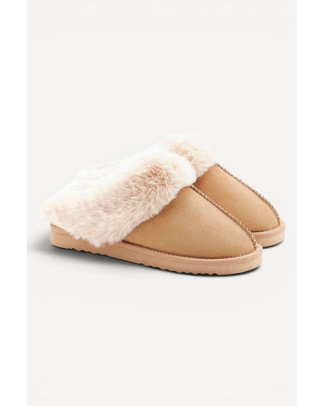 DAMART Natural Faux Fur Lined Thermal Mule Slippers