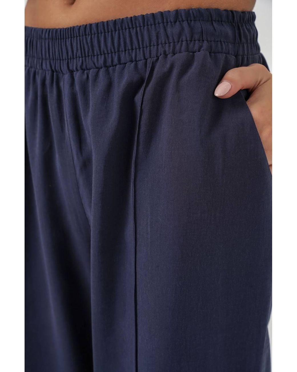 Bigdart Blue Wide Leg Trousers With Elastic Waist