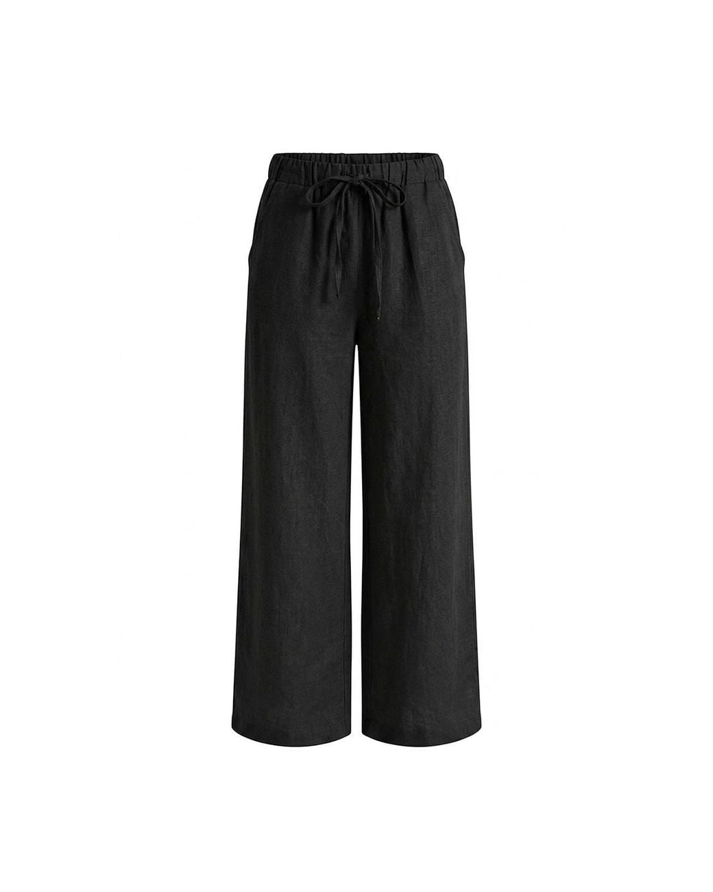James Lakeland Black Linen Blend Drawstring Trousers