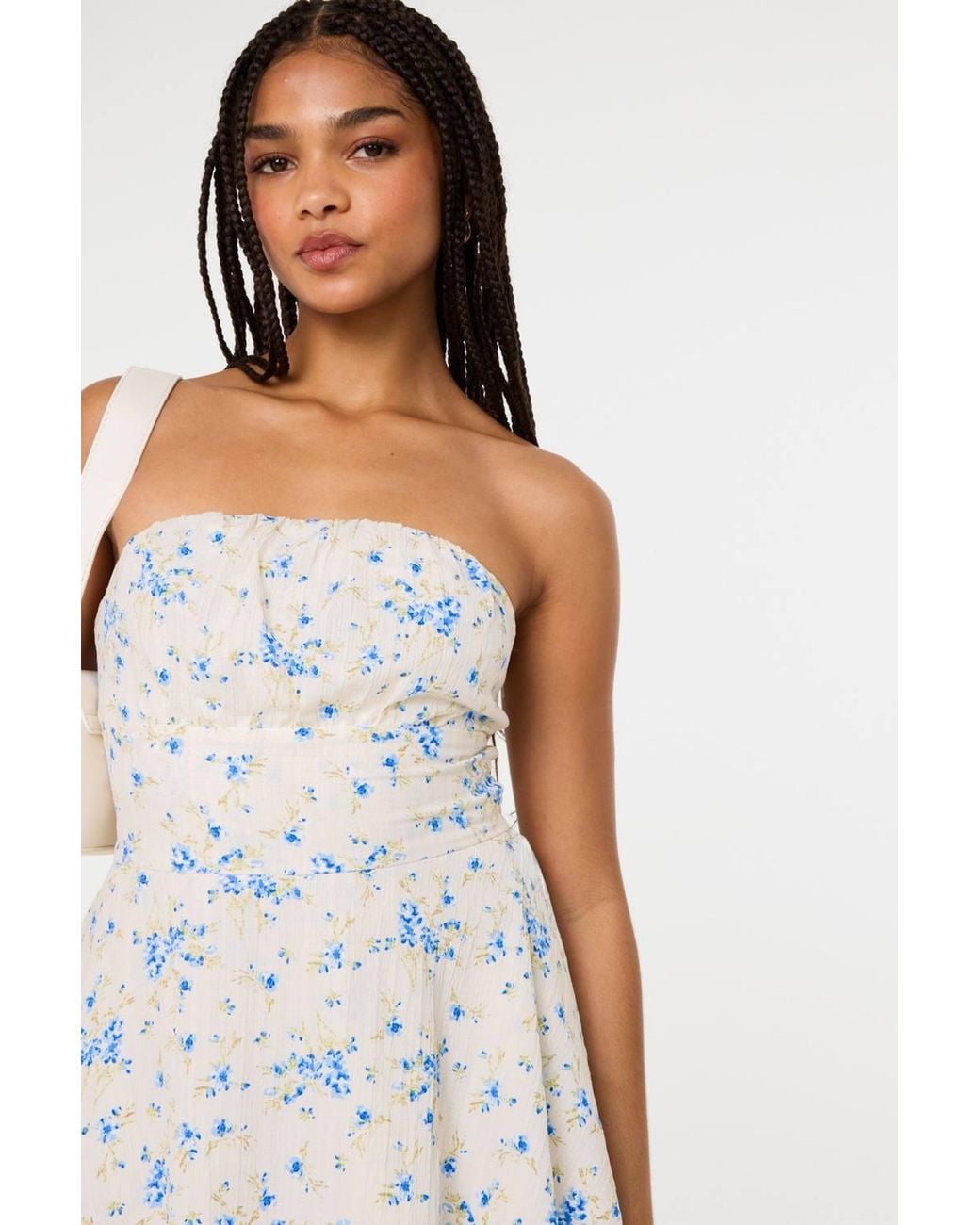 Pink Vanilla White Tie Back Ditsy Bandeau Playsuit