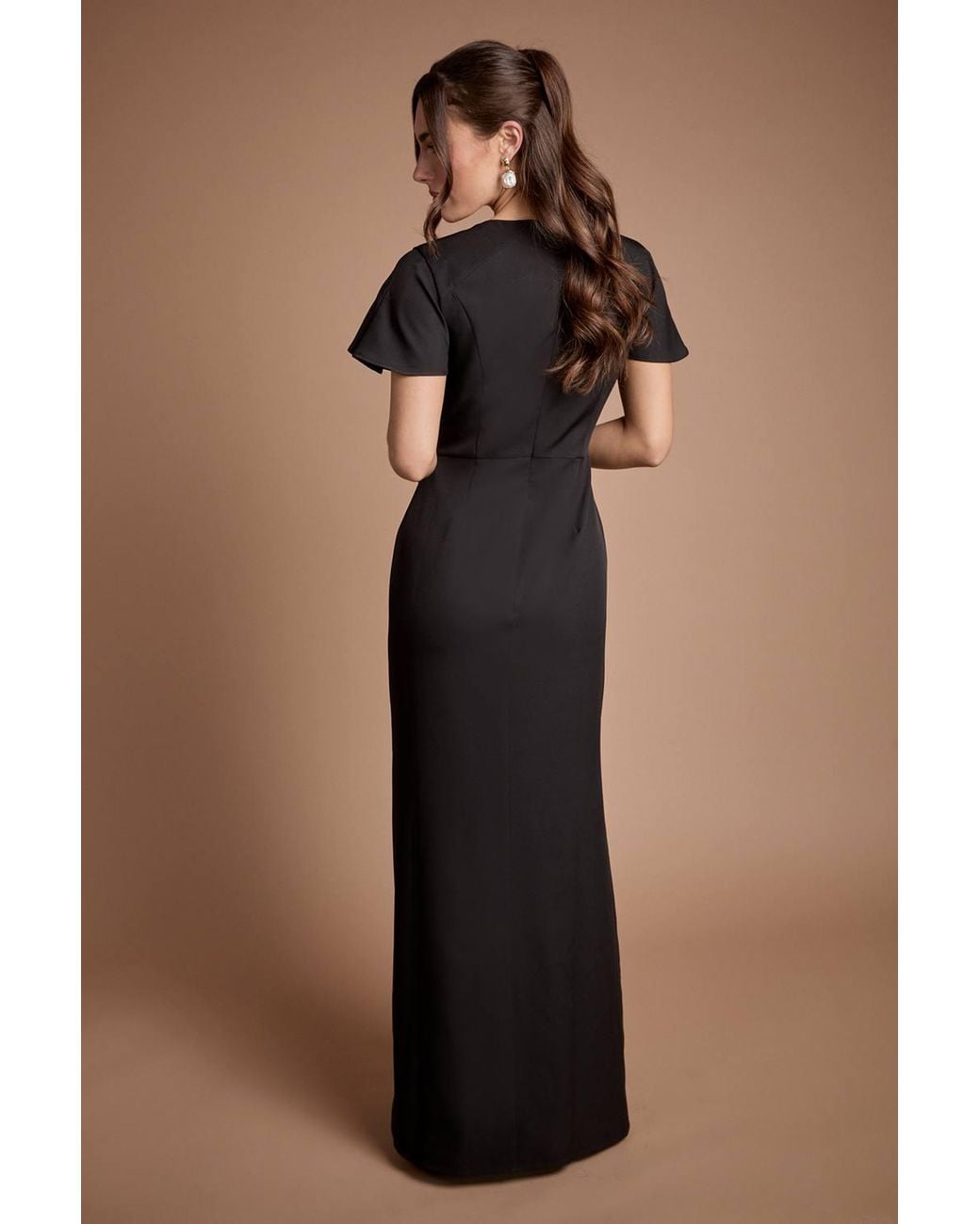 Coast Black Crepe Fold Detail Bridesmaid Maxi Dress