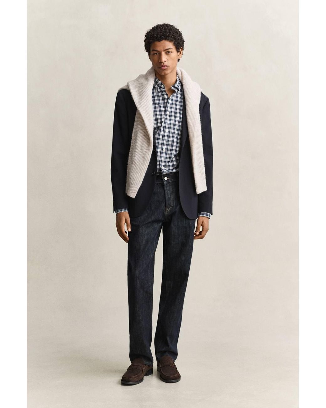 Gant Blue Reg Poplin Check Shirt Dark Emerald for men