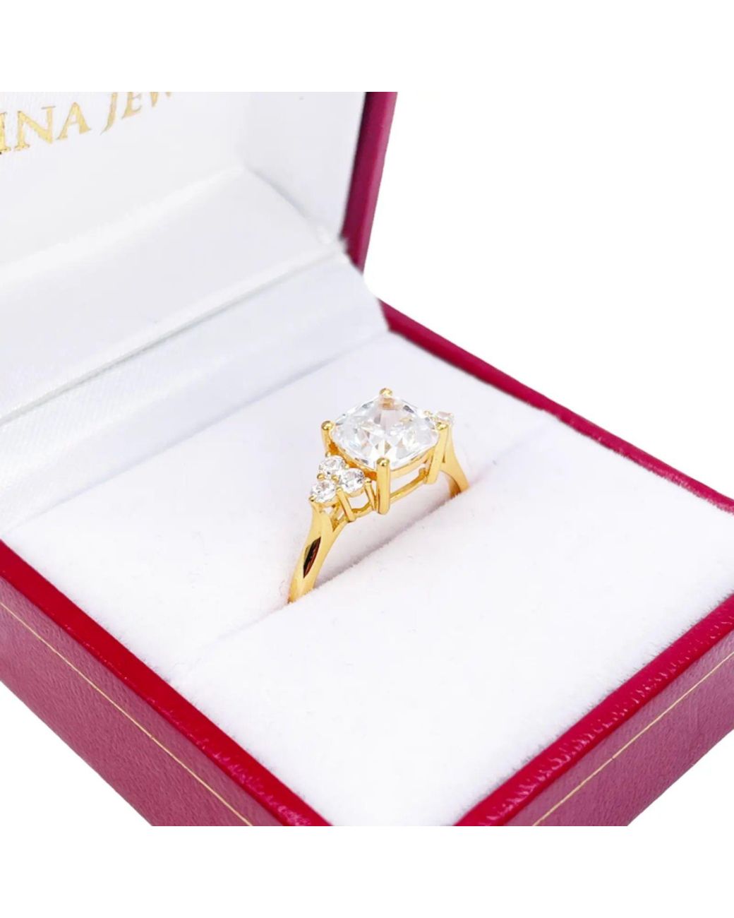 Raina Jewels White 22Ct Cushion Cut Cubic Zirconia Engagement Ring 7Mm Width