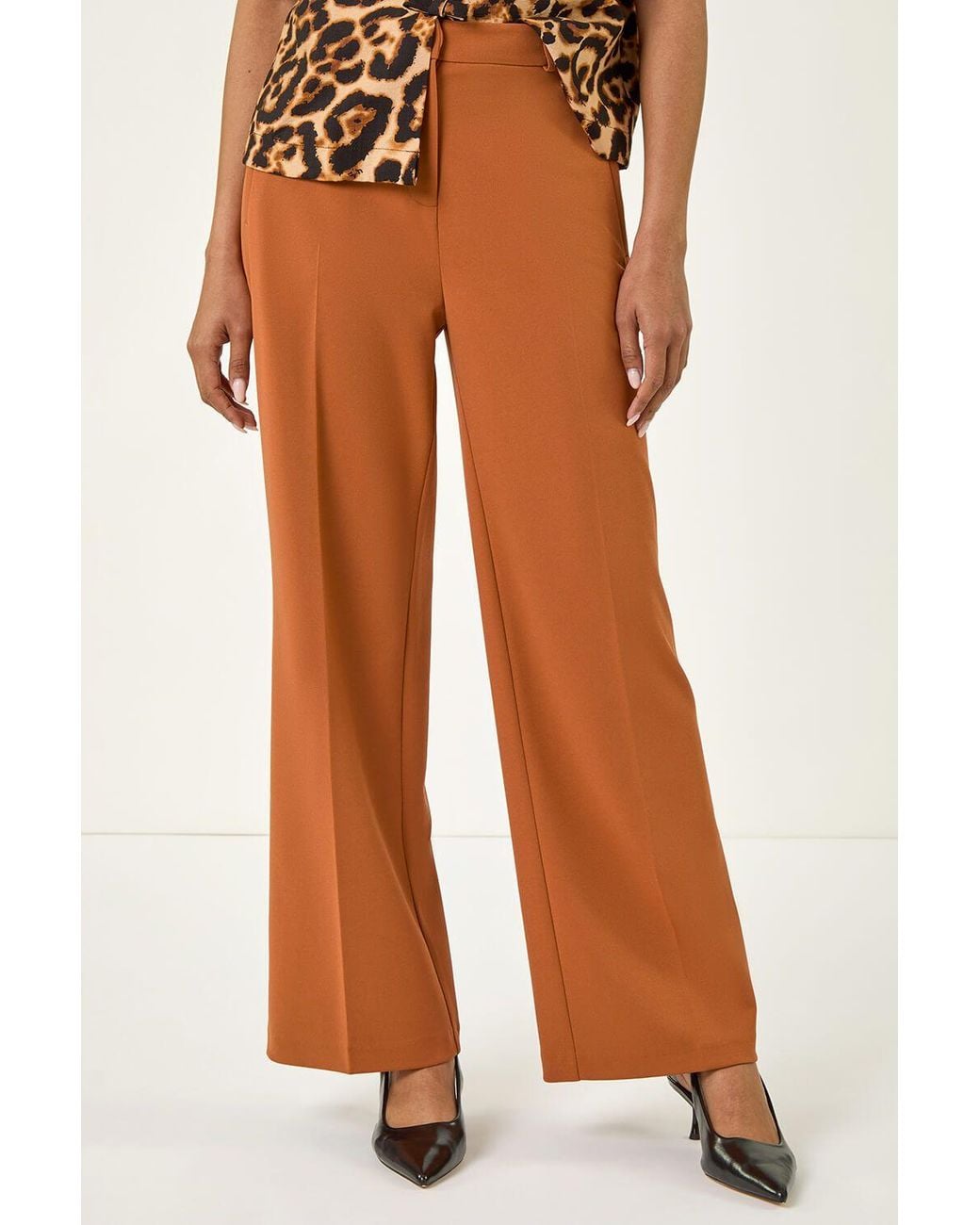 Roman Natural Short Wide Leg Stretch Trousers