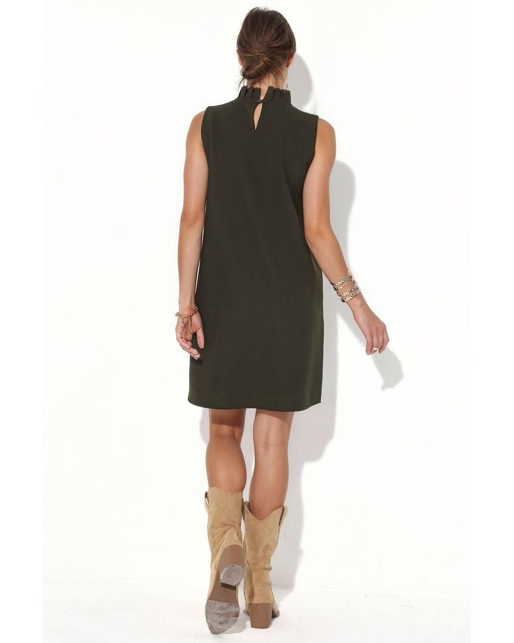 Msn-Collection Black Embroidered Sleeveless Mini Dress