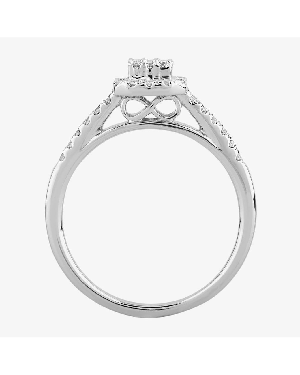 T.H.Baker White 9Ct 0.35Ct Multi-Cut Diamond Square Cluster Ring