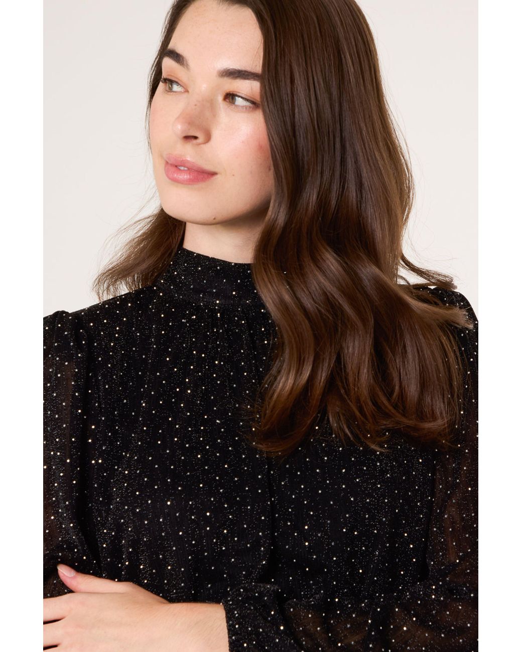 Blue Vanilla Black Long Sleeve Slip On Turtleneck Blouse