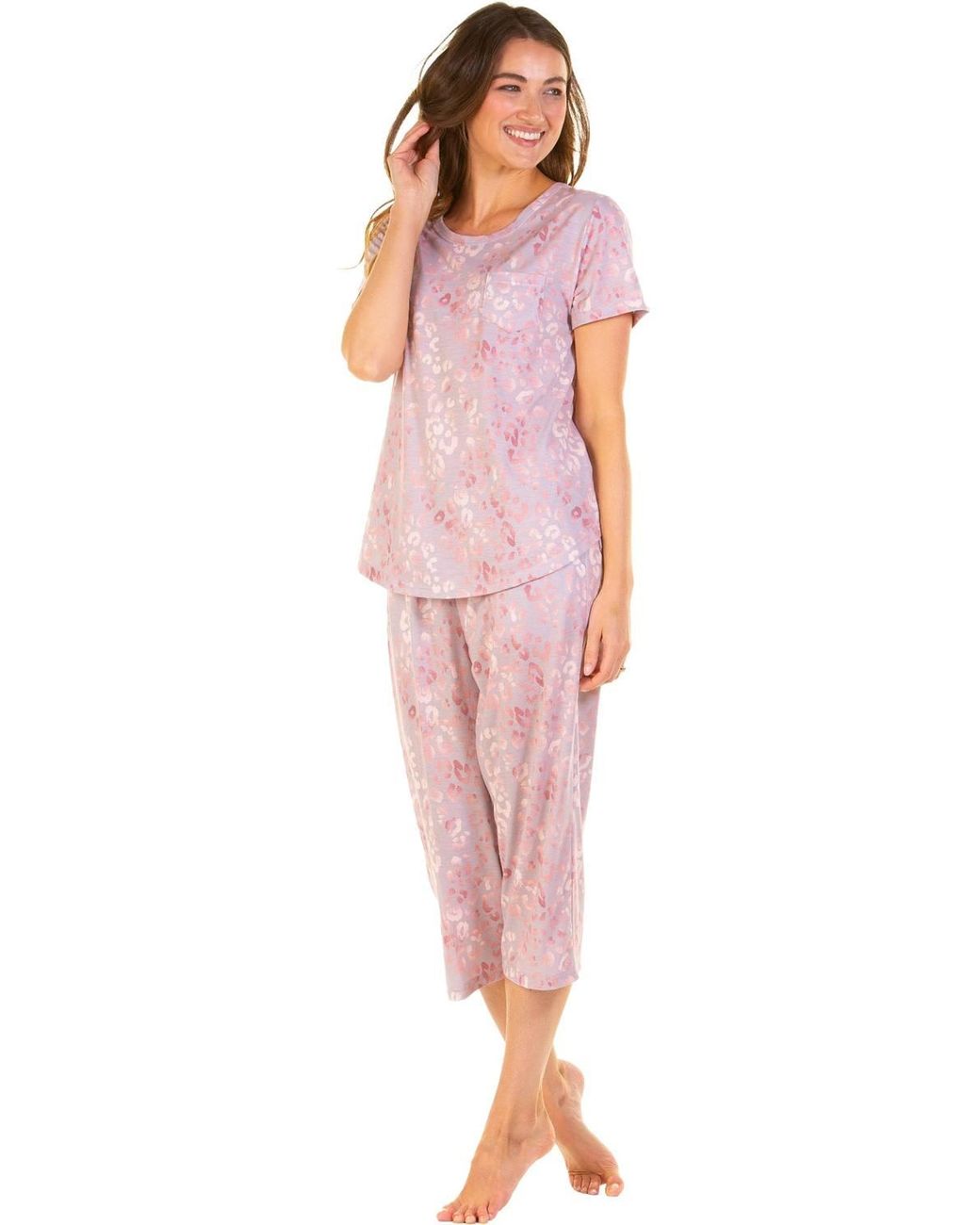 Wisteria Lane Red Jersey Short Sleeve Cropped Pyjama Set