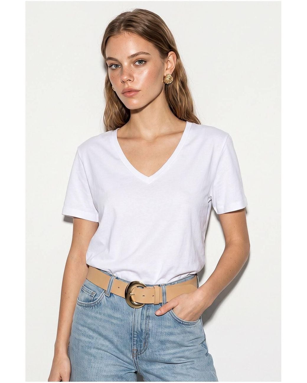 Bianco Lucci White Cotton T-Shirt