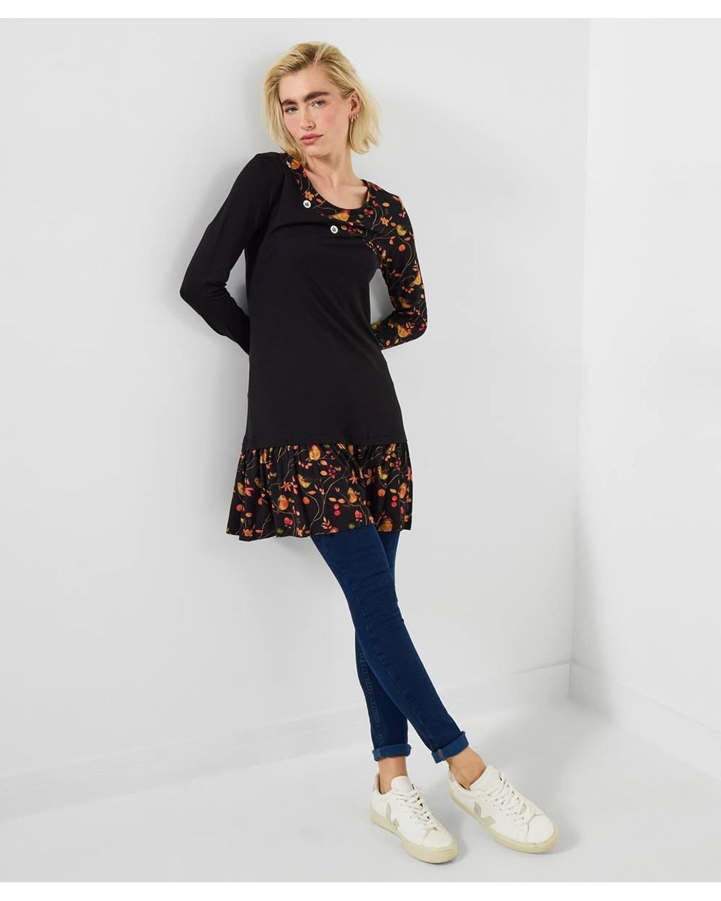 Joe Browns Blue Robin Print Jersey Tunic Top