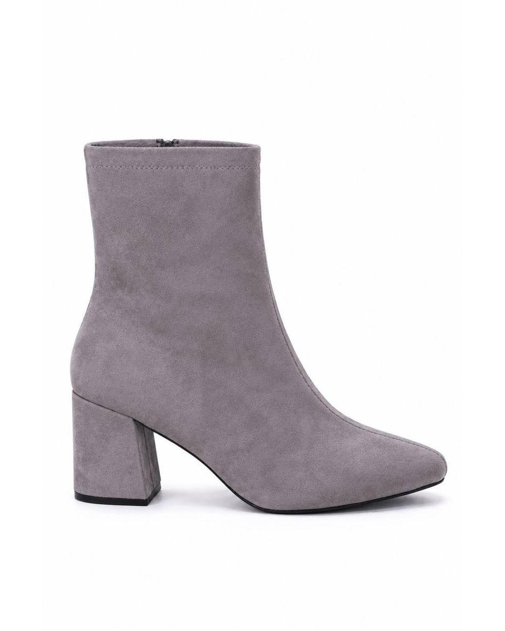 Spot on Purple Block Heel Ankle Boot With Almond Toe