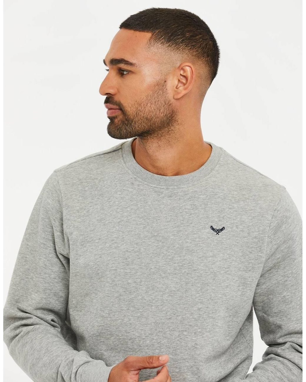 Threadbare Gray Crew Neck Sweatshirt for men