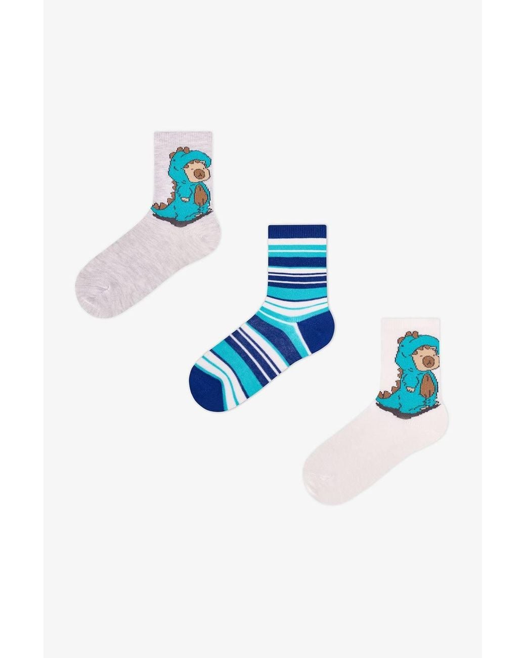 Penti Blue Lovers Striped 3-Pair Crew Socks for men