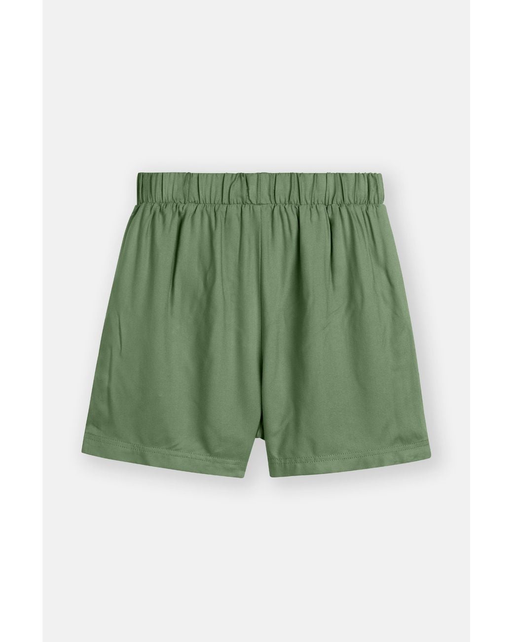 Enorsia Green Viscose Elasticated Waist Boxy Shorts
