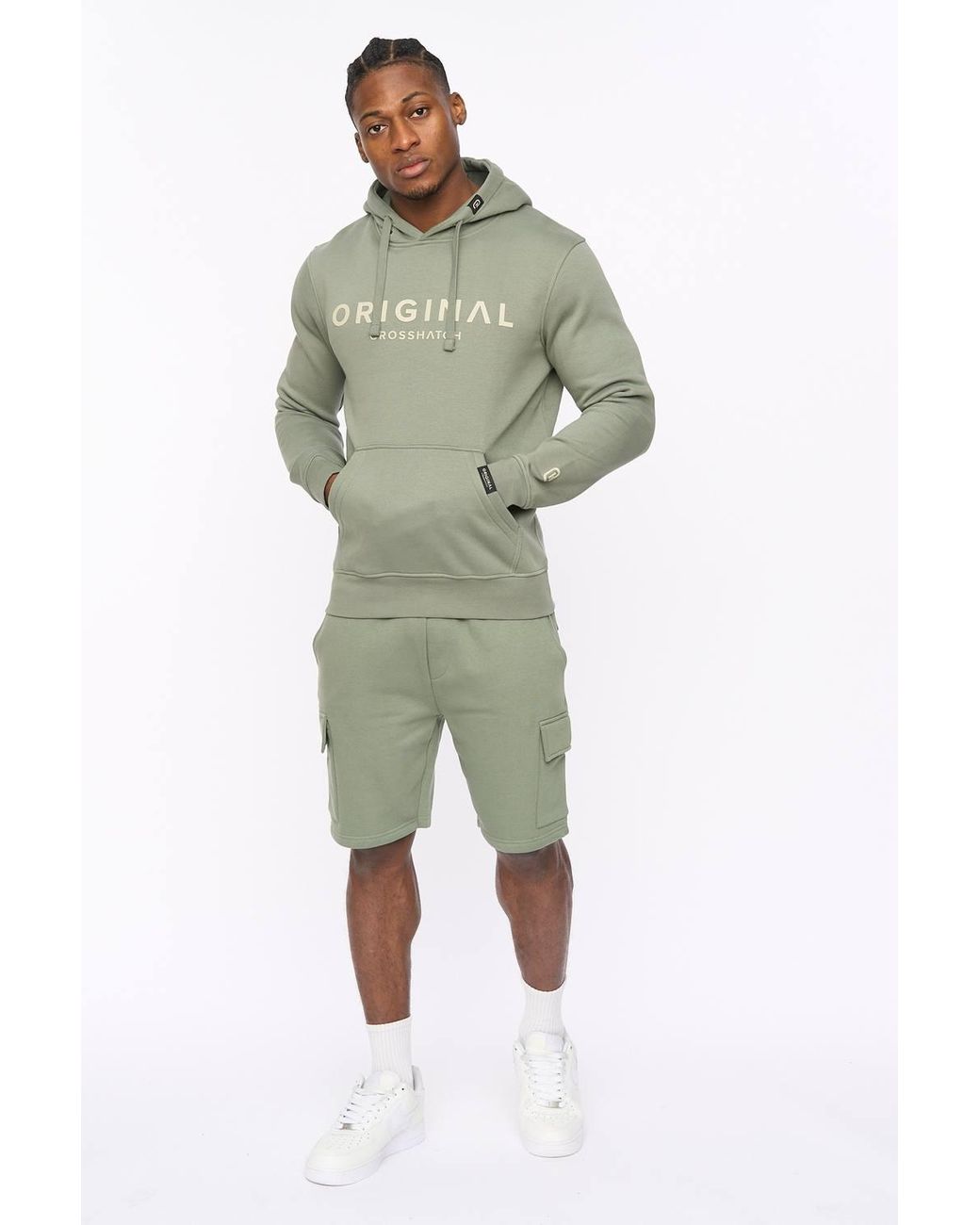 Crosshatch Green Bardon Hoodie With High Build Graphics for men