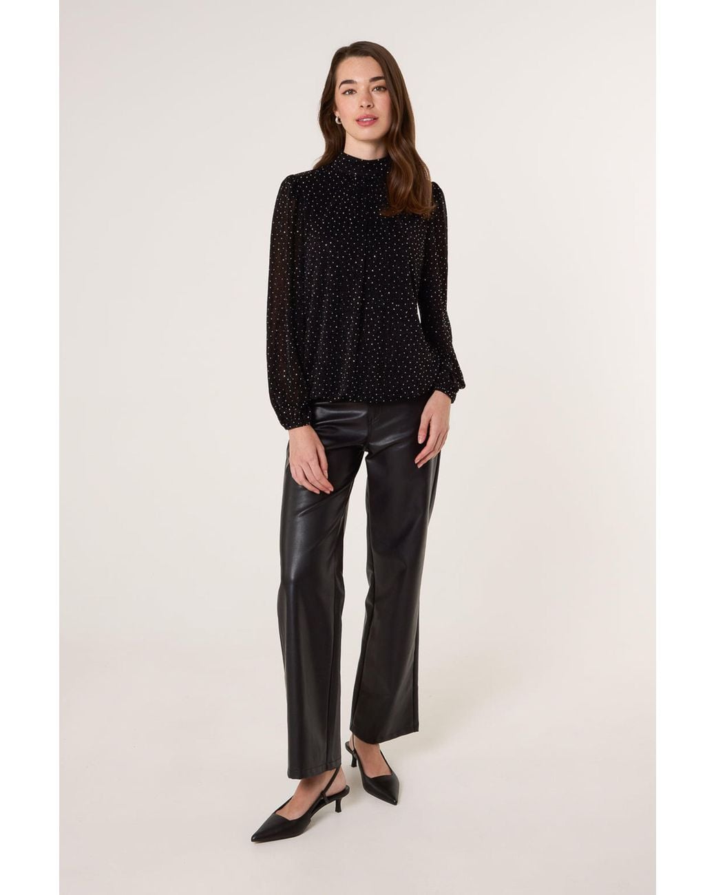 Blue Vanilla Black Long Sleeve Slip On Turtleneck Blouse