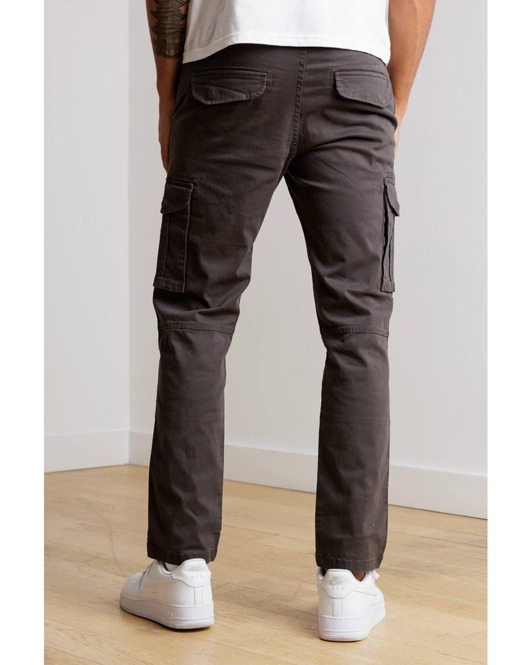 Tokyo Laundry Gray Straight Leg Cargo Trousers for men