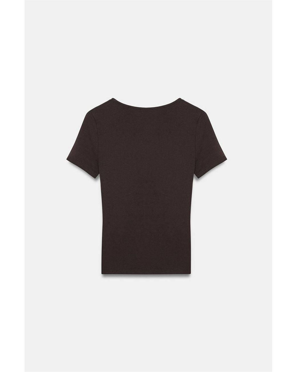 Dilvin Black Fitted V-Neck Short-Sleeve T-Shirt