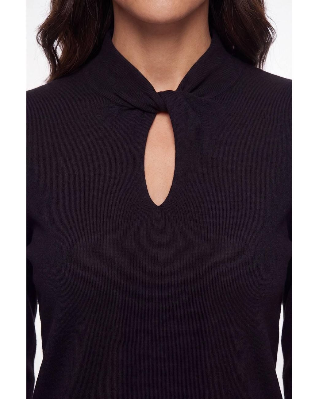 Wallis Blue Twist Neck Keyhole Knitted Jumper