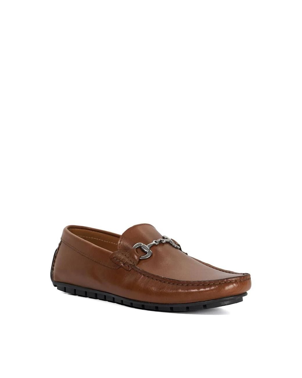 Dune Brown 'Brackon' Leather Slip-On Shoes for men