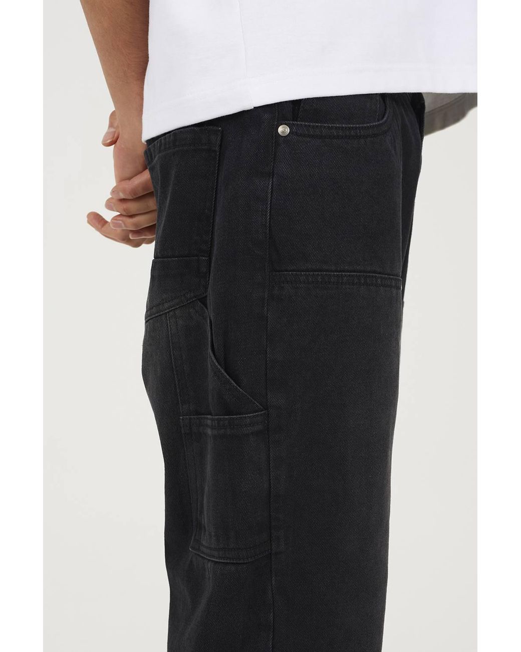 Brave Soul Black Loose Fit Carpenter Style Denim Jeans for men