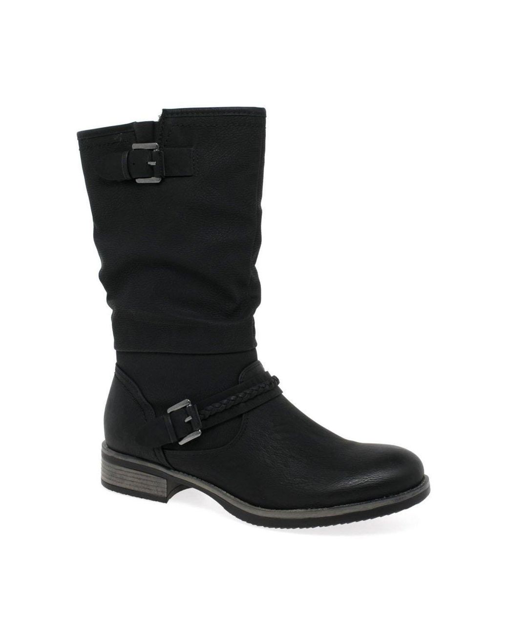 Rieker Black 'Estella' Calf Length Slouch Boots