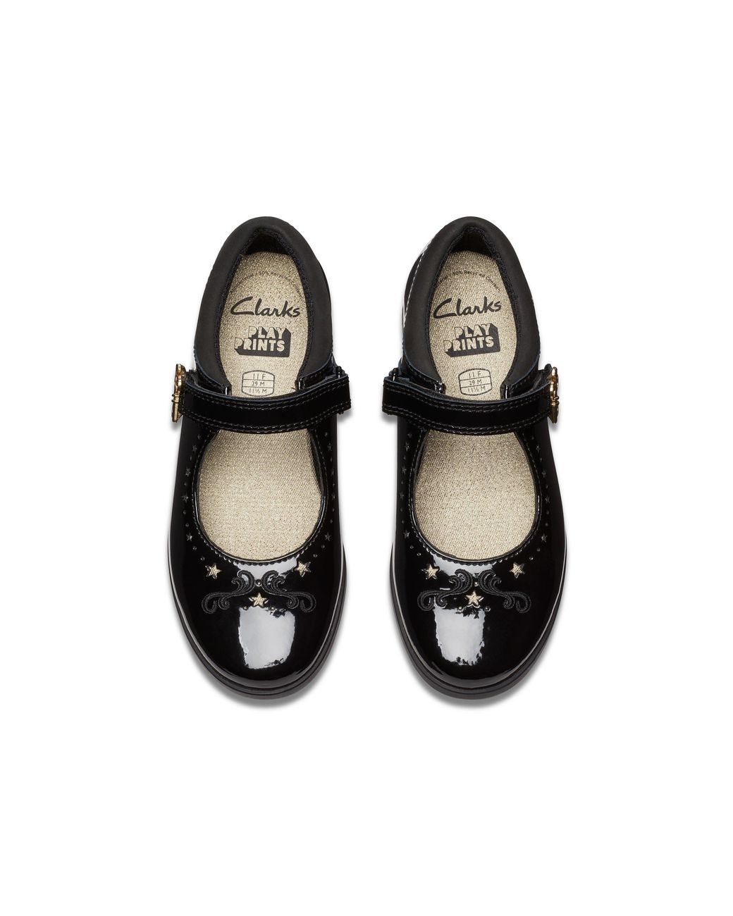 Clarks Black Lock Magic Kid Patent Mary Jane, Riptape, School Shoes