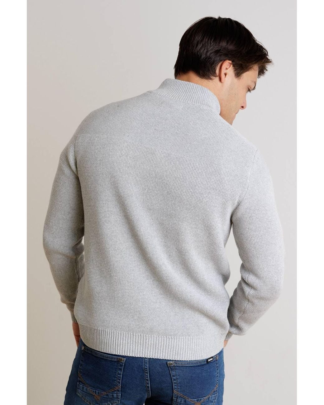 Firetrap Gray Cotton Rich Half Zip Funnel Neck Jumper for men