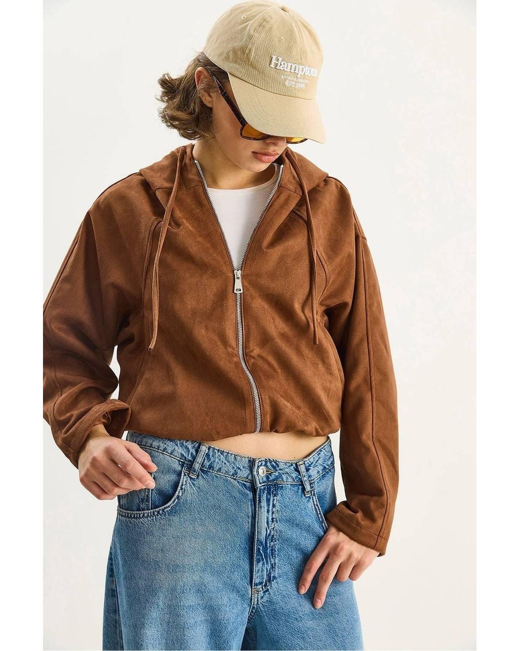 Bianco Lucci Blue Hooded Zipper Jacket