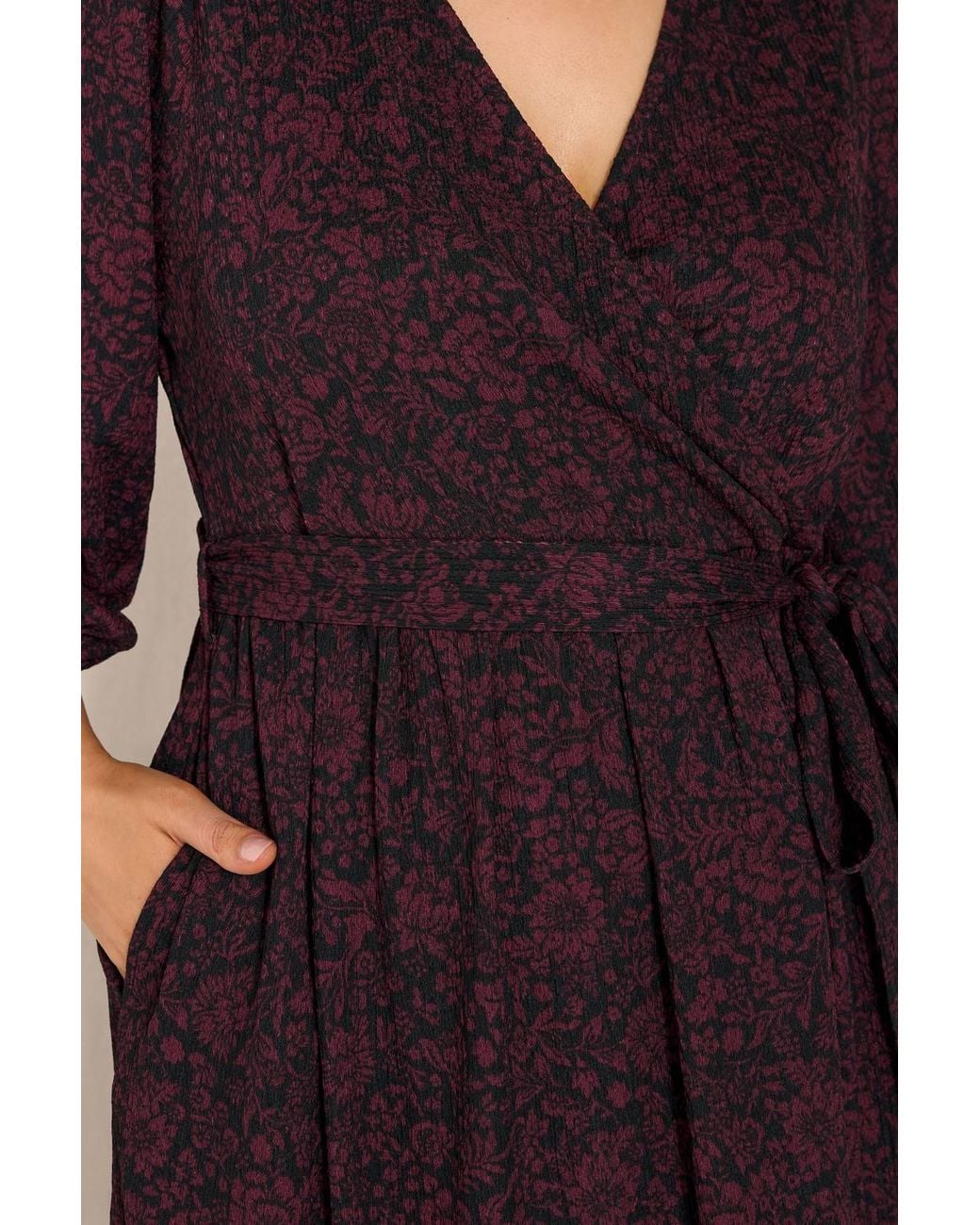 Evans Red Floral Midi Wrap Dress