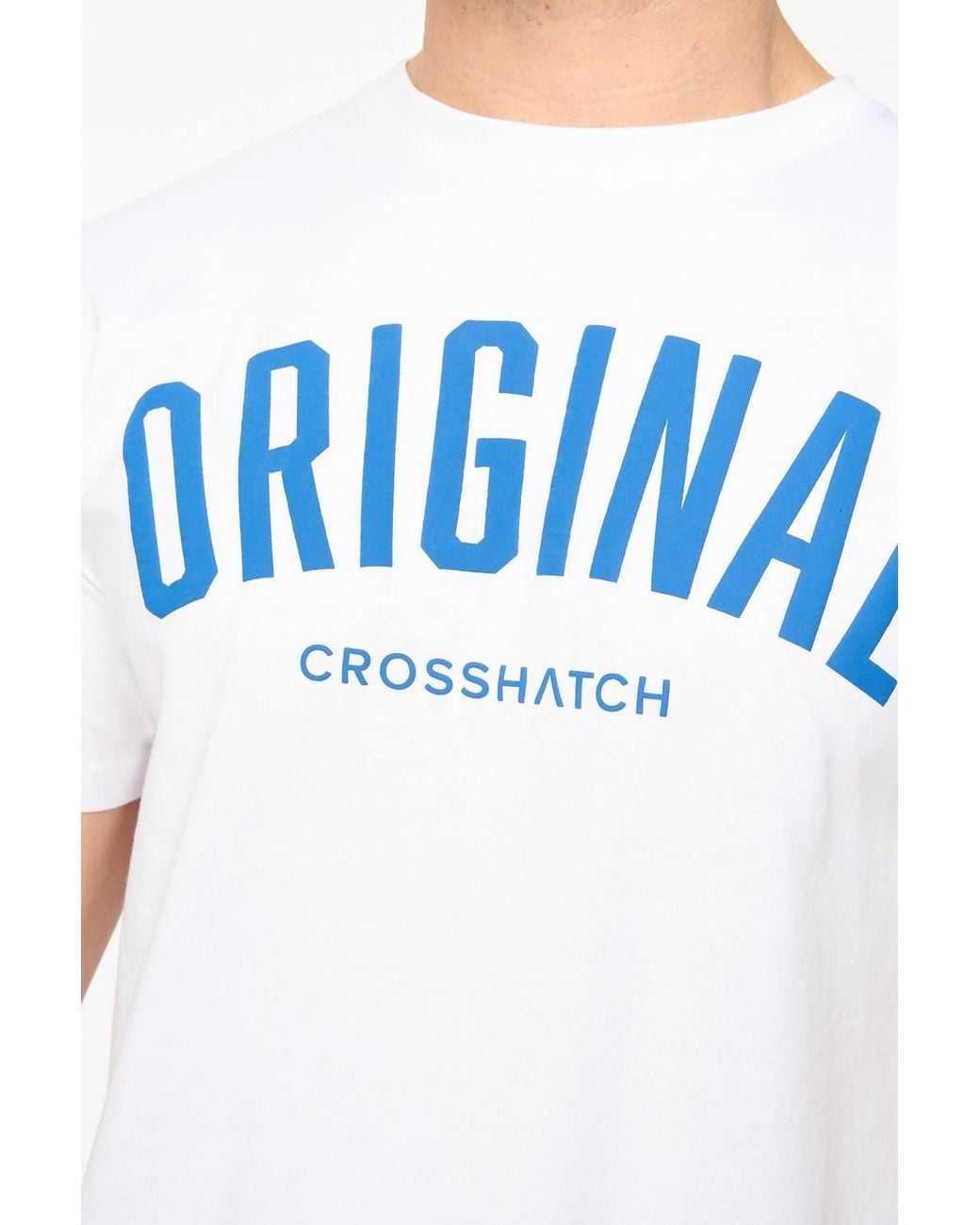 Crosshatch Blue Kensby Crew Neck Cotton T-Shirt With High Build Graphics for men