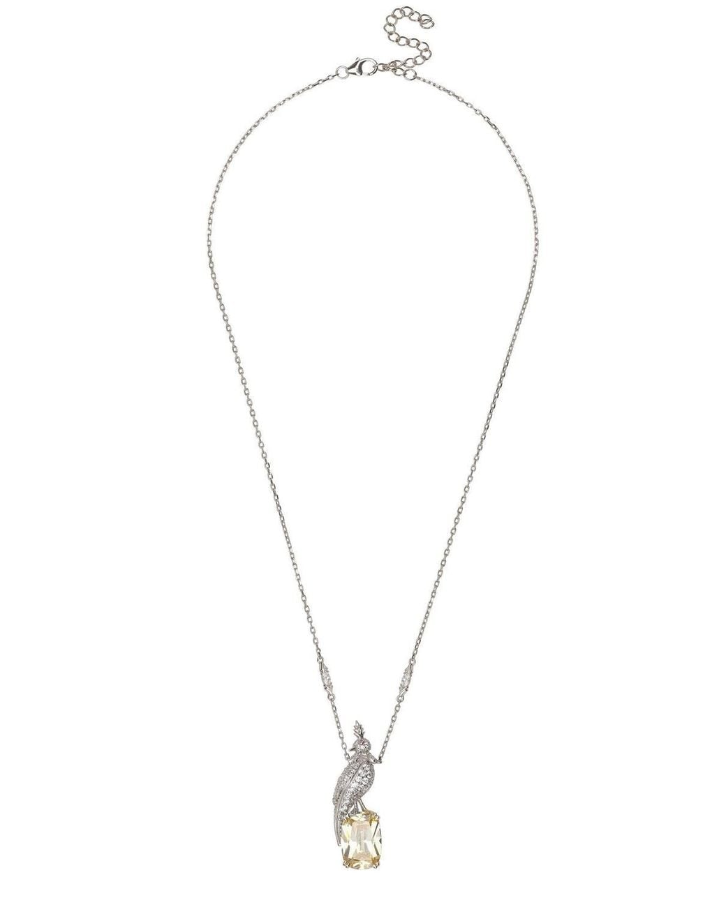 Latelita London Metallic Crested Love Bird Pendant Necklace Topaz