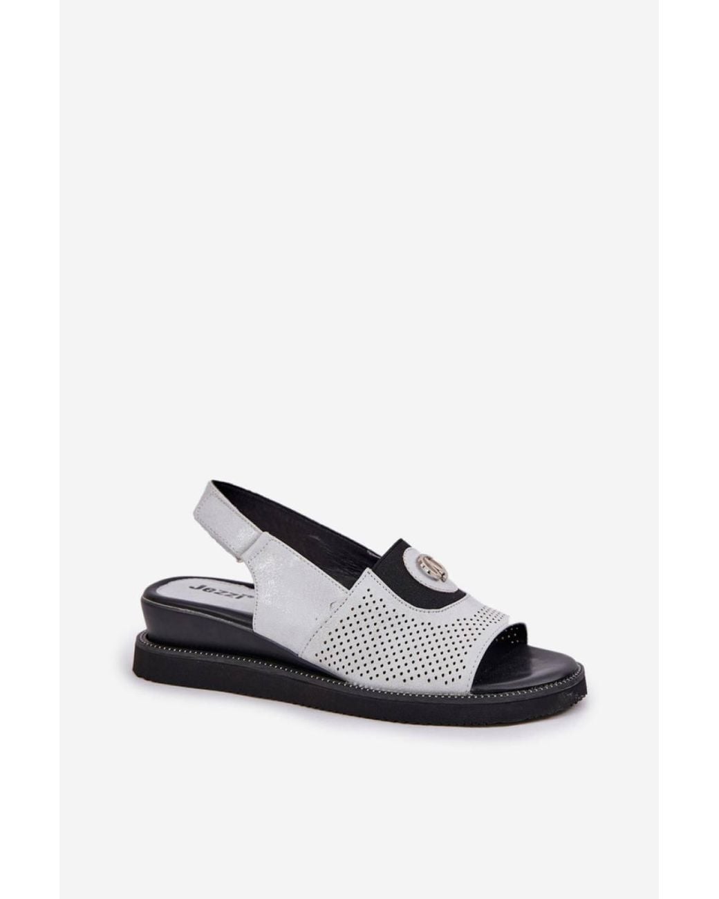 Love Lace Gray Jezzi Wedge Sandals With Velcro Strap Comfort