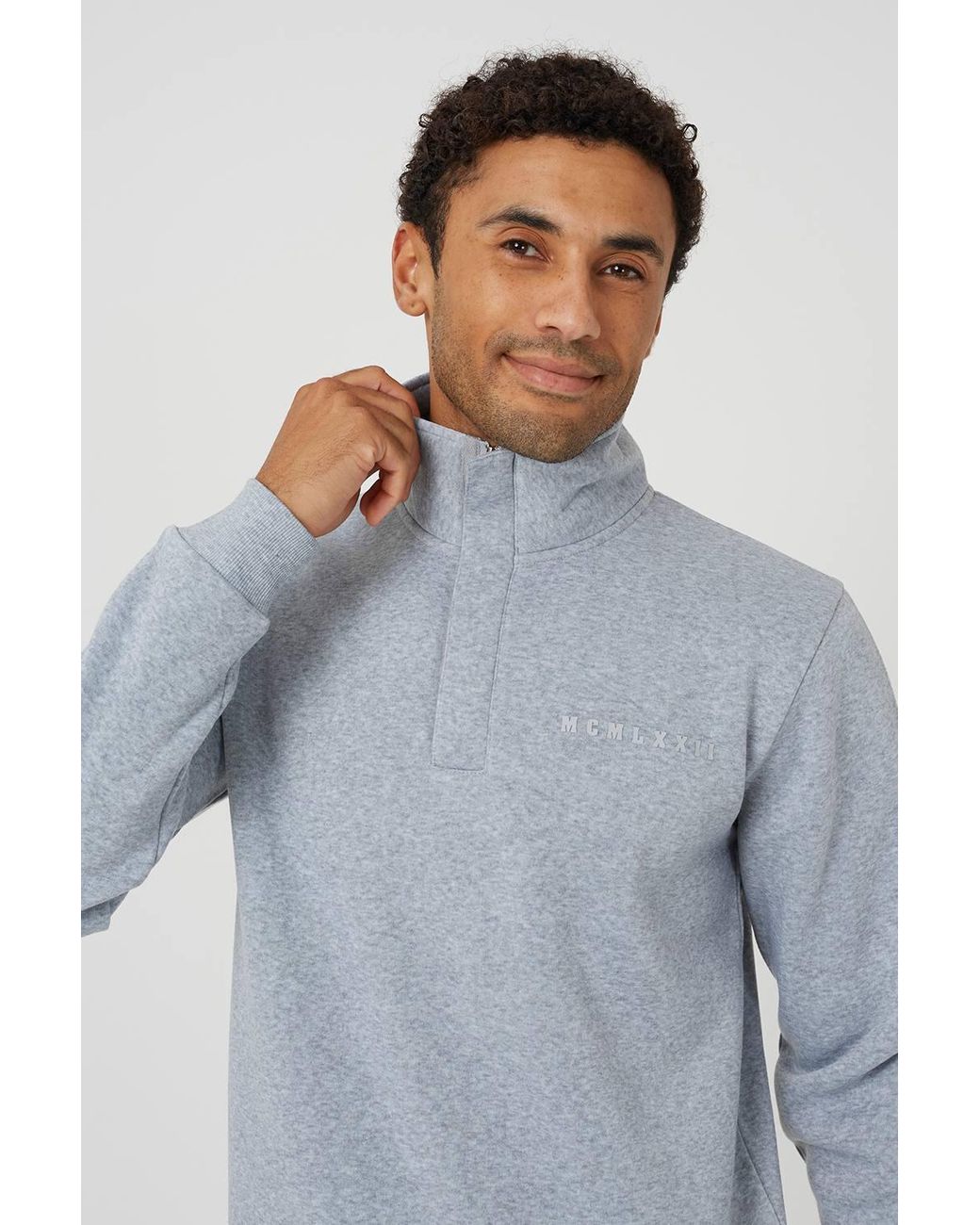 Brave Soul Blue Quarter Zip Sweatshirt for men