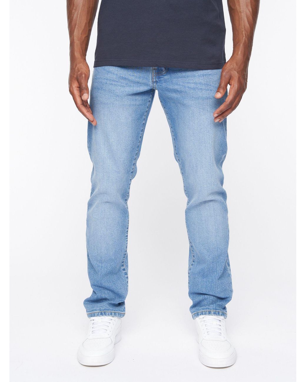 Crosshatch Blue Princed Classic 5-Pocket Cotton Stretch Jeans With Branded Belt for men