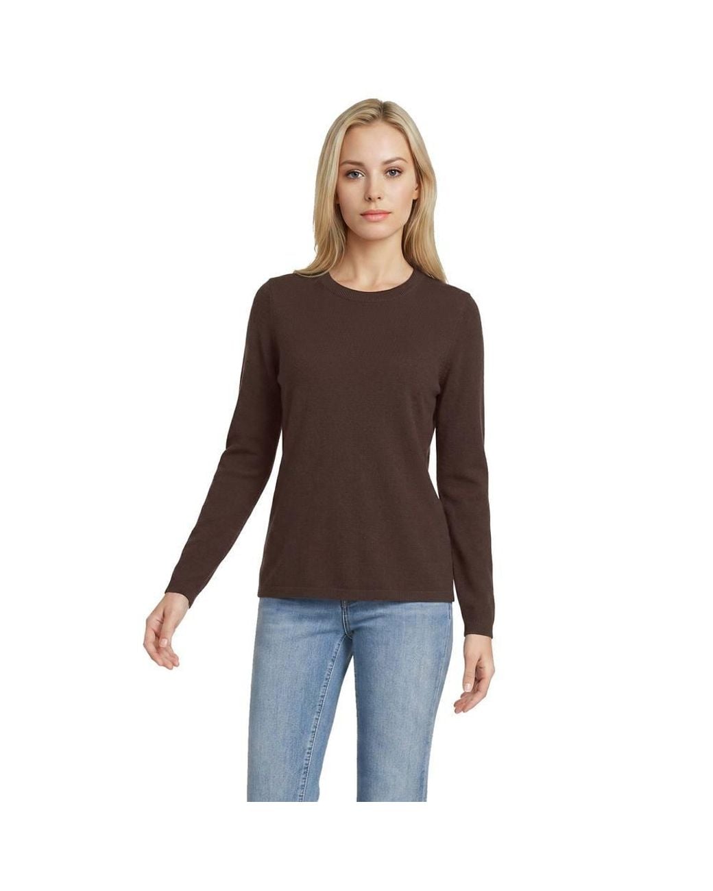 Lands' End Brown Crew Neck Cashmere Jumper