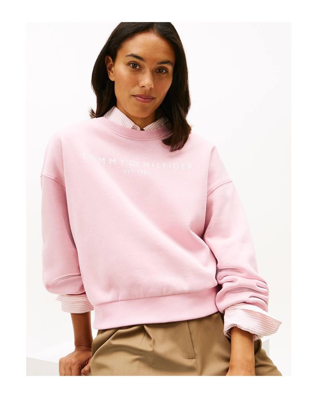 Tommy Hilfiger Pink Corp Logo Modern Sweatshirt