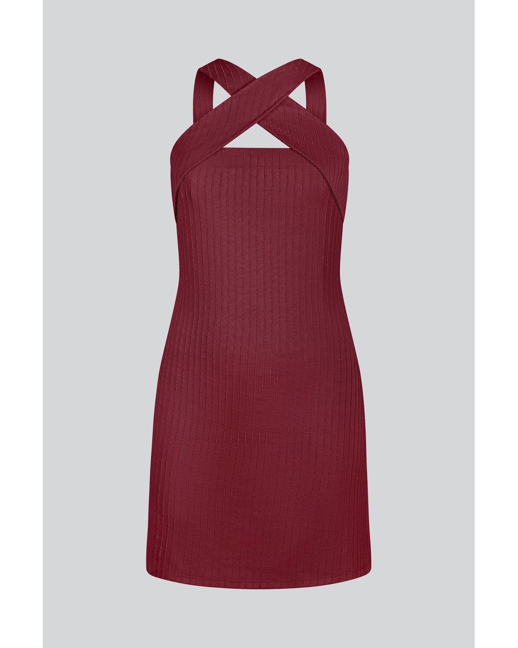 Enorsia Red Cross Front Halter Neck Dress