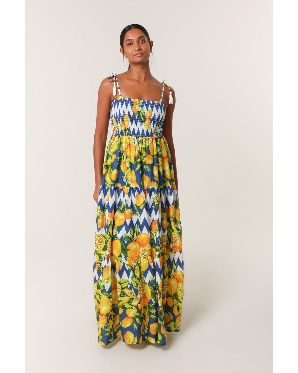 Blue Vanilla Multicolor Multi Sleeveless Square Maxi Dress