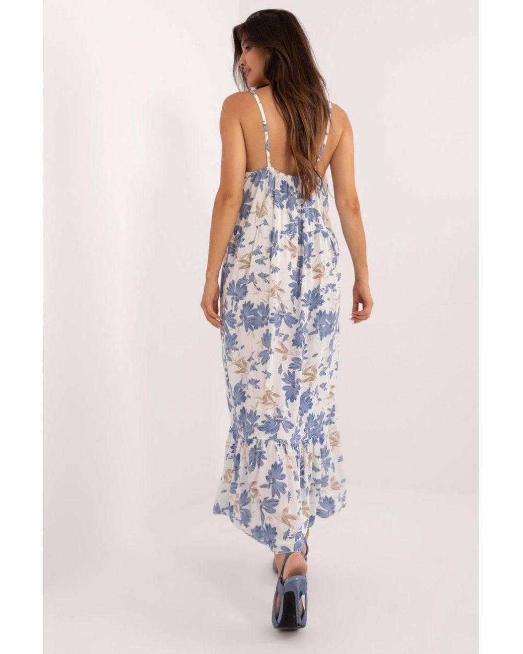 Love Lace White Strapy Flared Midi Floral Viscose Dress