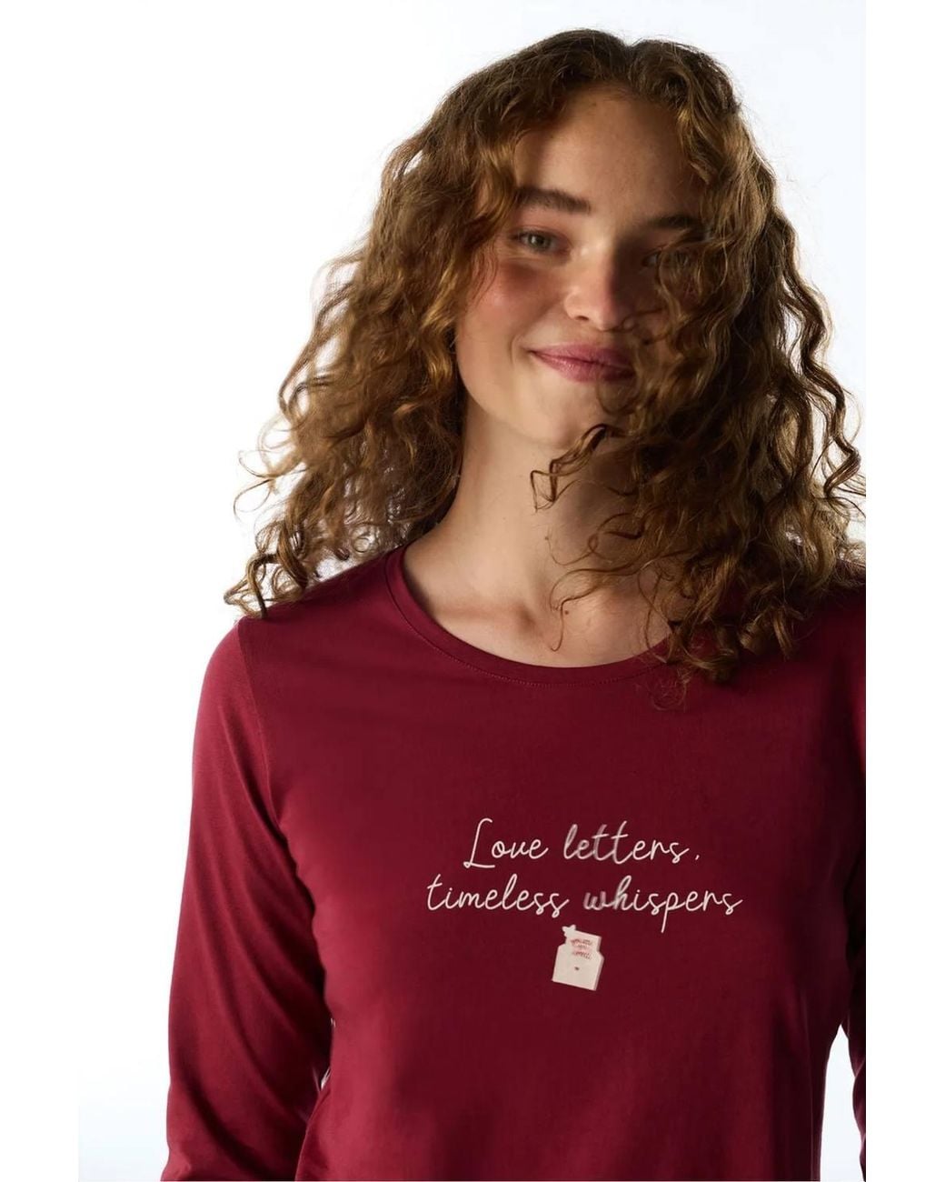 Penti Red Letters Bird Pattern Long Sleeve Pajama Set