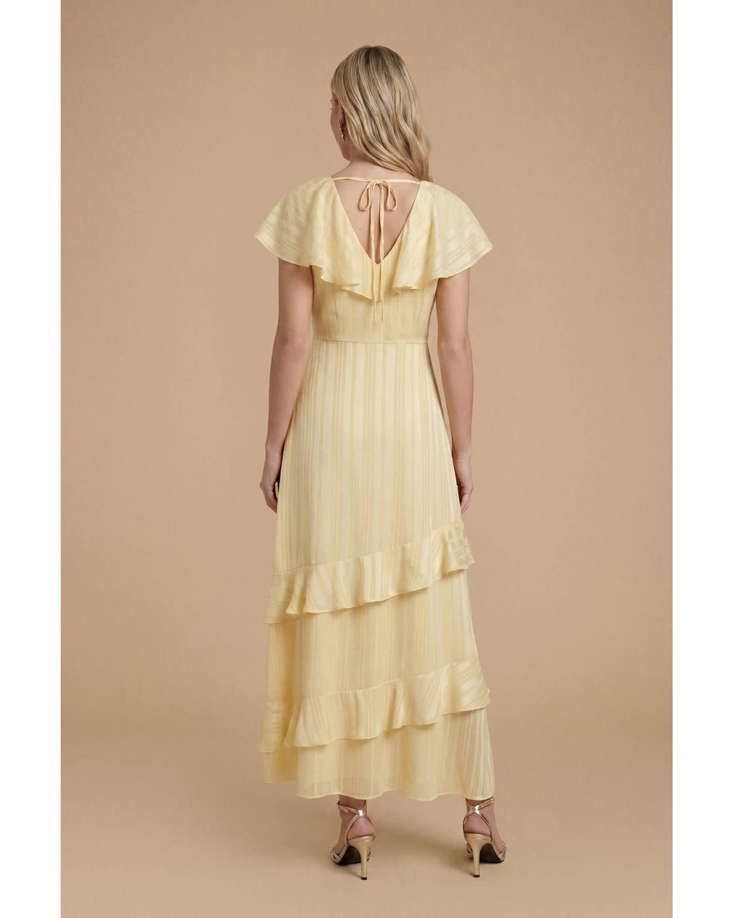 Dorothy Perkins Natural Dp Luxe Cape Ruffle Midi Dress