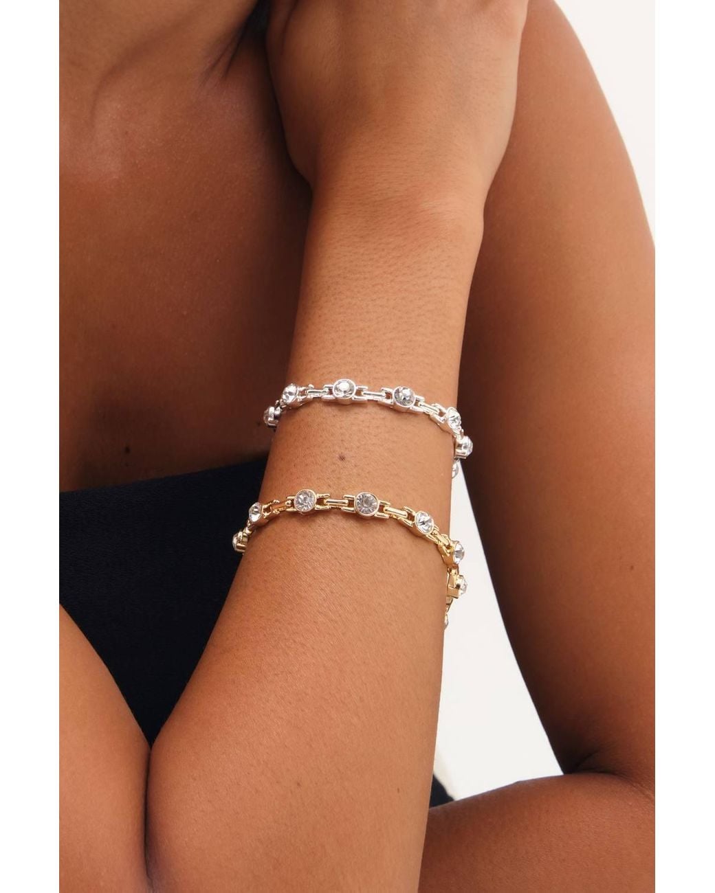 Jon Richard Blue Plated & Crystal Link Bracelet