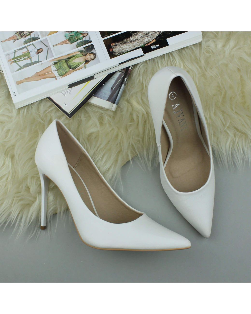 AJVANI White High Heel Stiletto Pointed Toe Party Court Shoes