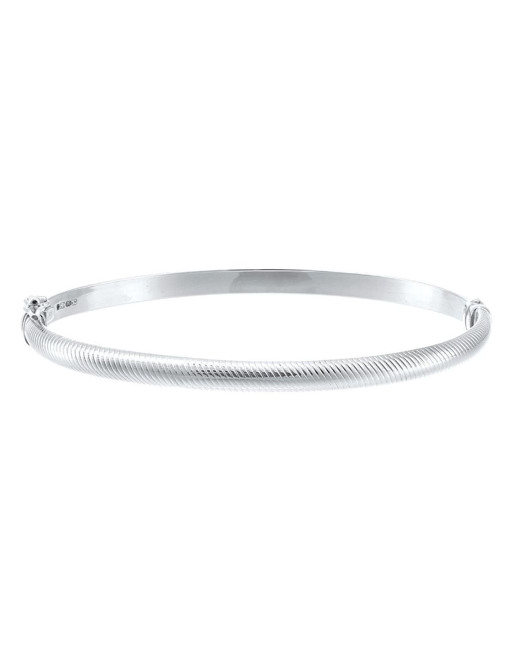 Jewelco London White 9Ct D-Shape Ribbed Snake Skin Bangle Bracelet