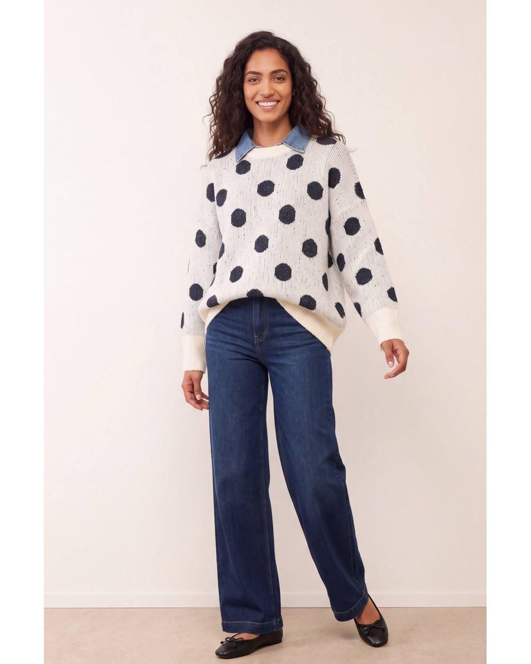 Blue Vanilla Natural Long Sleeve Collar Jumper