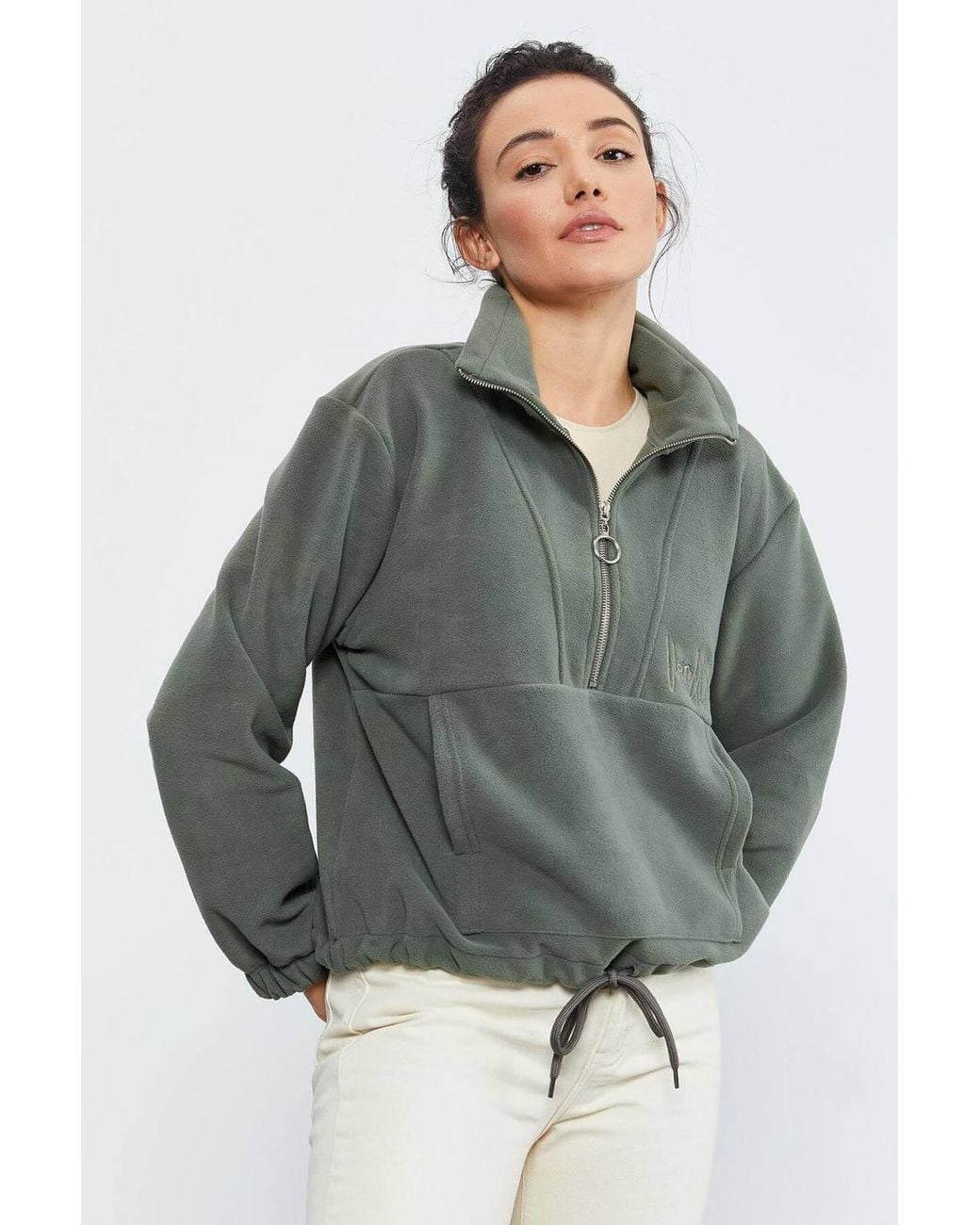 TOMMY LIFE Gray Oversized Half-Zip Plush Sweatshirt