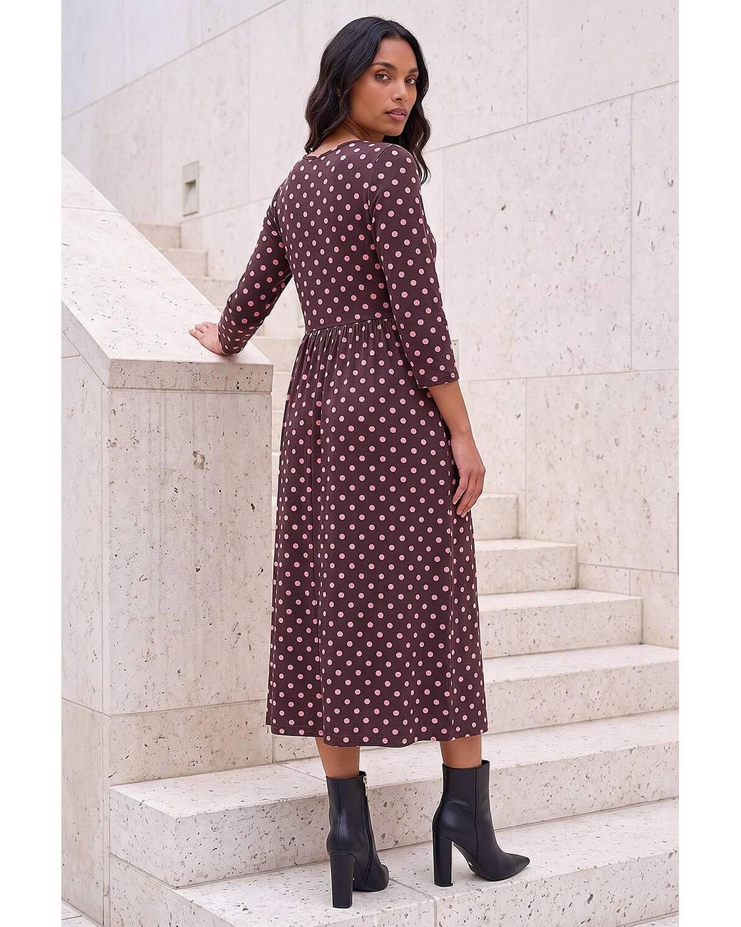 Roman Purple Polka Dot Print Pocket Dress
