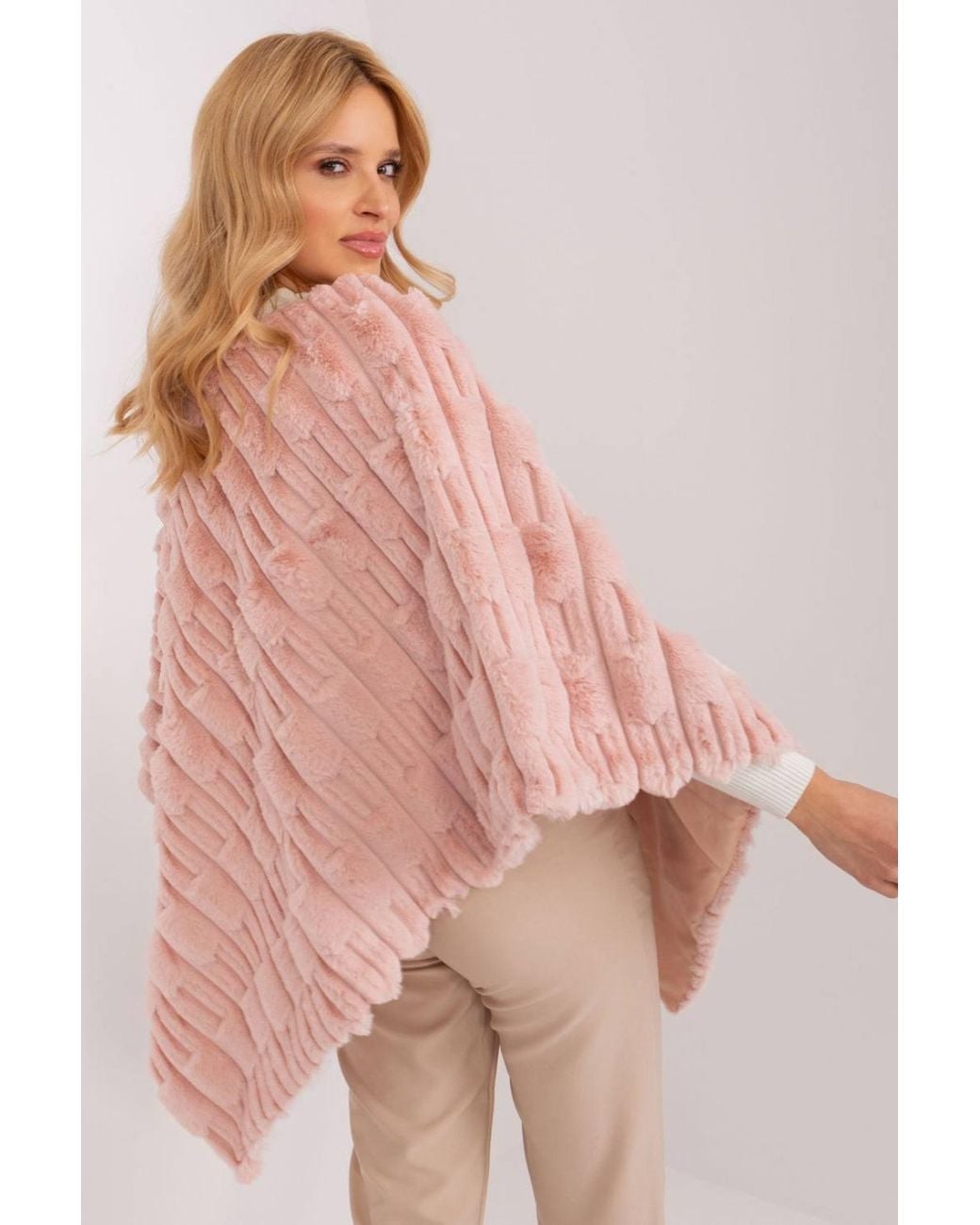 Love Lace Pink Casual Textured Polyester Lined Poncho Style 190859